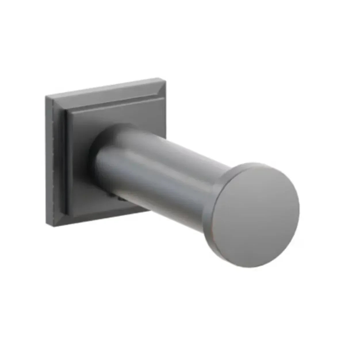 The Emtek Modern Tubular Brass Single Robe Hook with Step Square Rosette in Oil Rubbed Bronze finish.