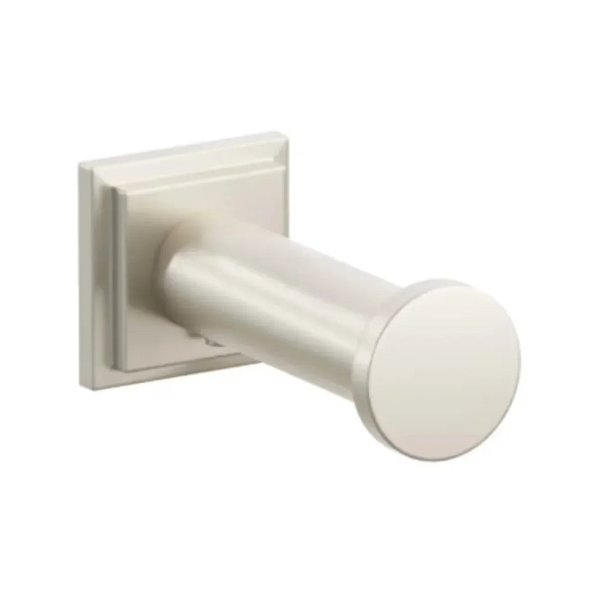 The Emtek Modern Tubular Brass Single Robe Hook with Step Square Rosette in Satin Nickel finish.