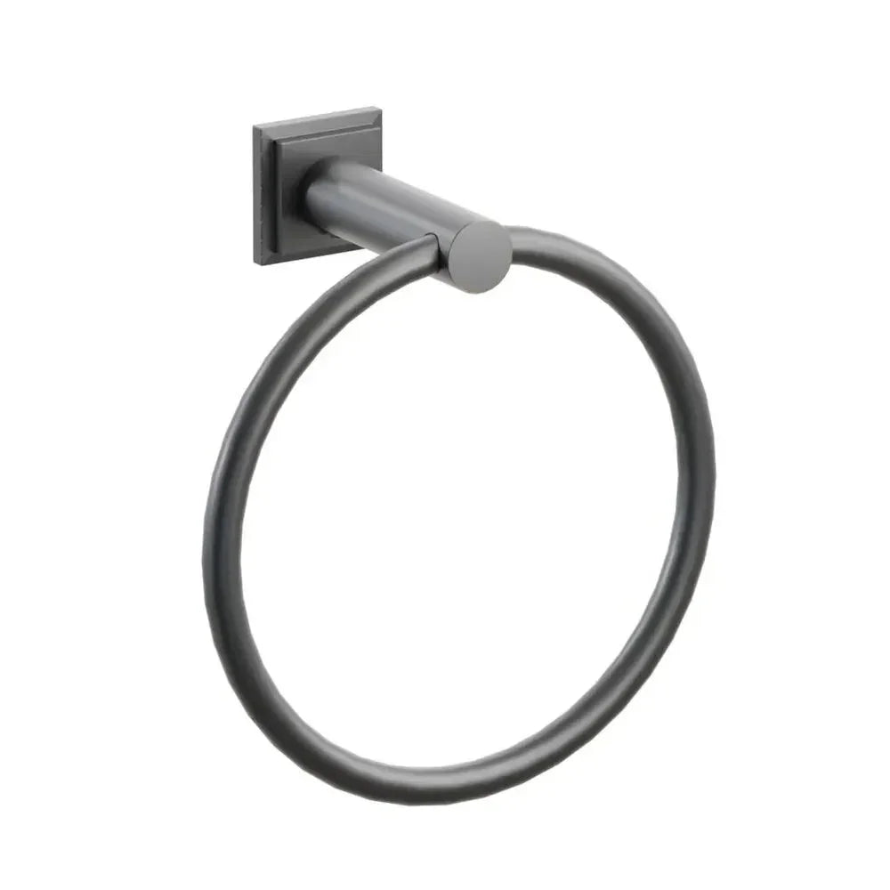 EmtekEmtek Modern Tubular Brass Towel Ring with Step Square Rosette in 
