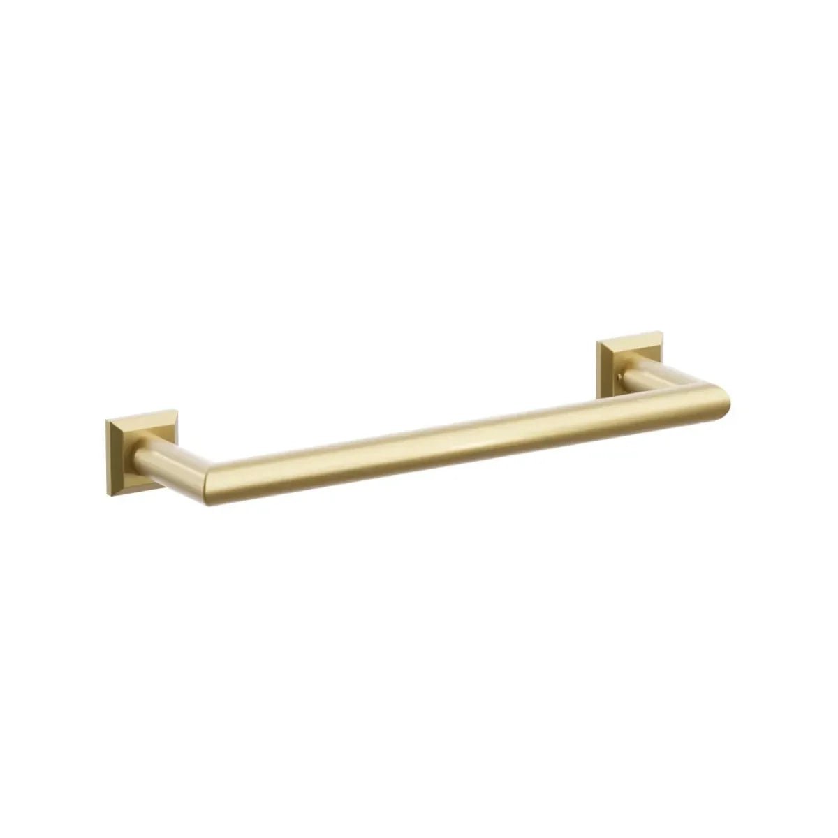 The Emtek Modern Tubular Towel Bar with Chamfered Square Rosette in French Antique finish.