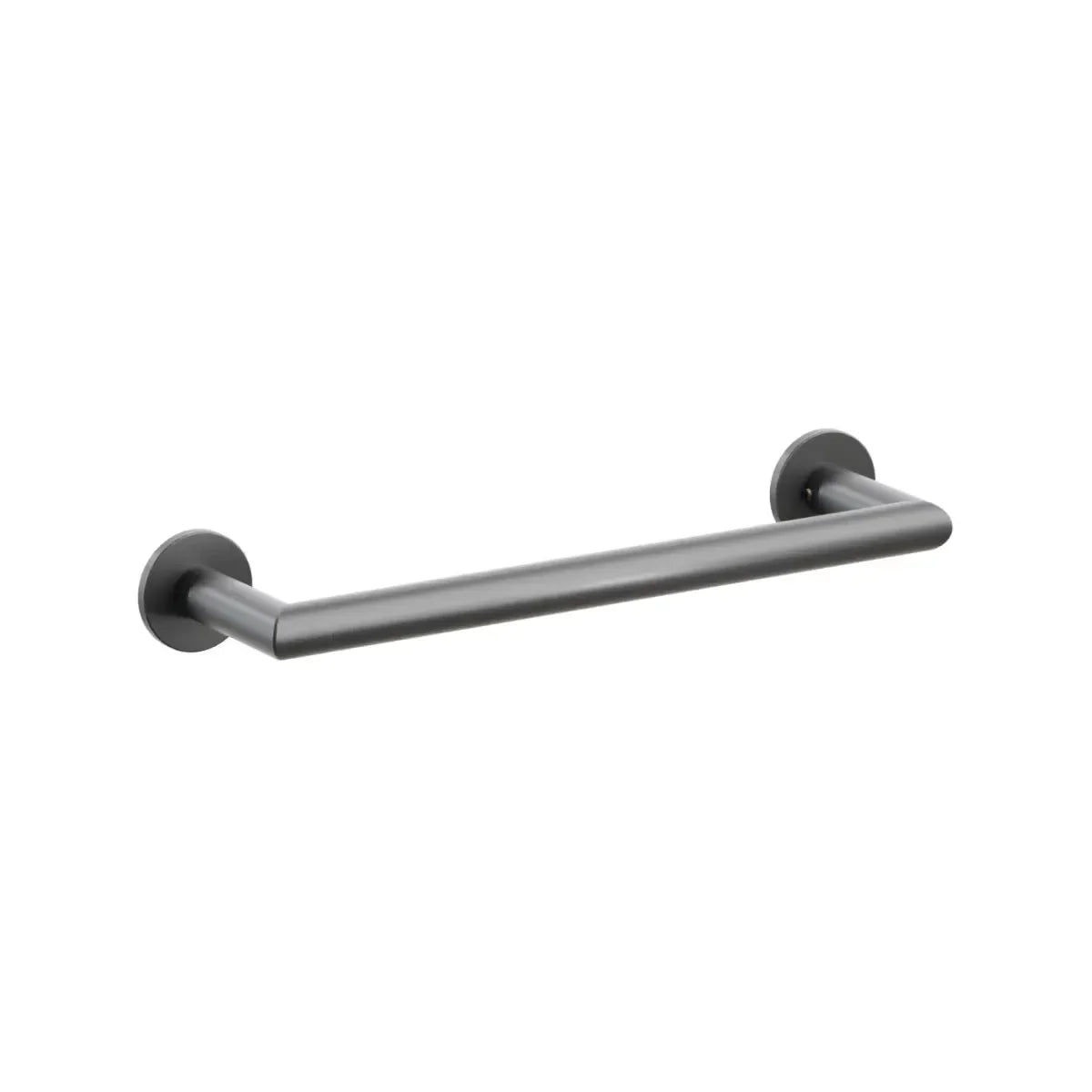 The Emtek Modern Tubular Towel Bar with Small Disc Rosette in Oil Rubbed Bronze finish.