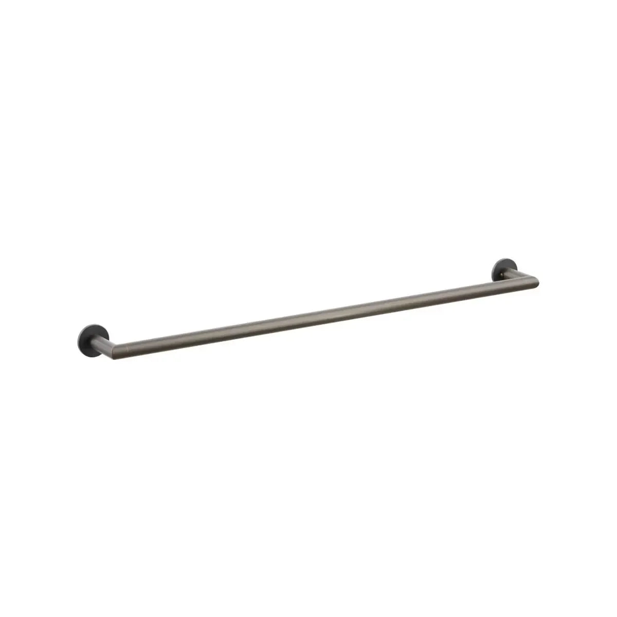 The Emtek Modern Tubular Towel Bar with Small Disc Rosette in Oil Rubbed Bronze finish.