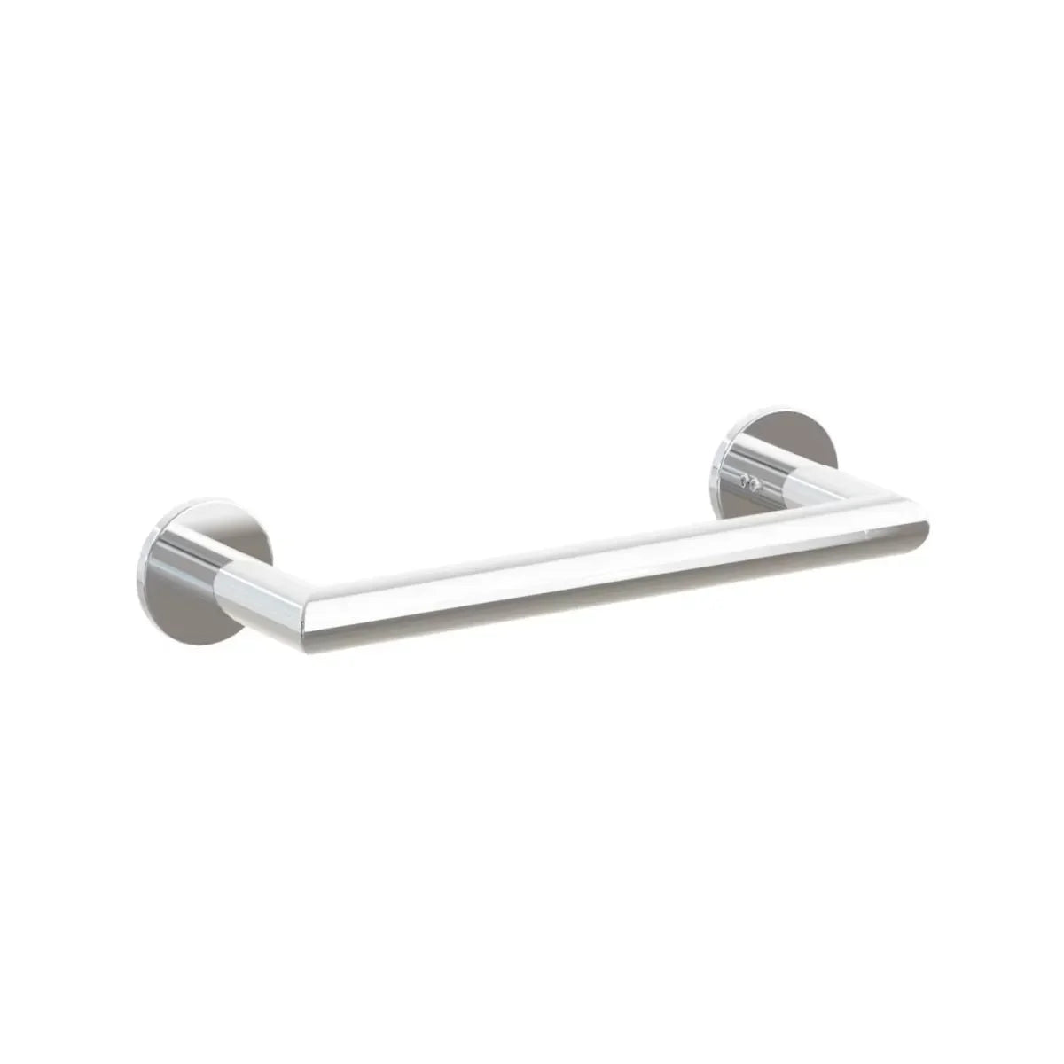 The Emtek Modern Tubular Towel Bar with Small Disc Rosette in Polished Chrome finish.