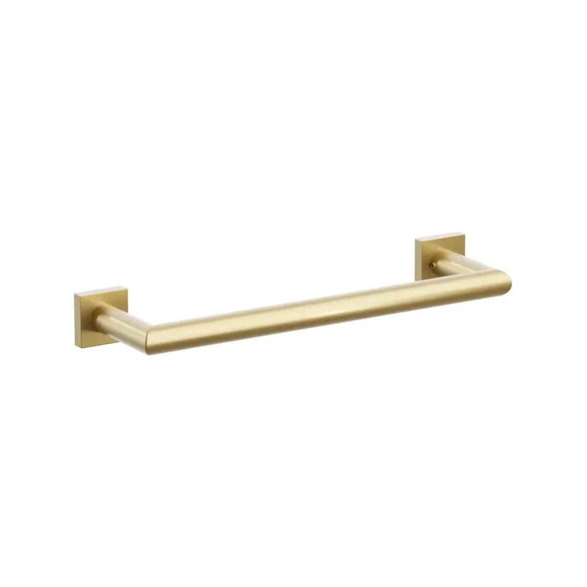The Emtek Modern Tubular Towel Bar with Modern Small Square Rosette in French Antique finish.