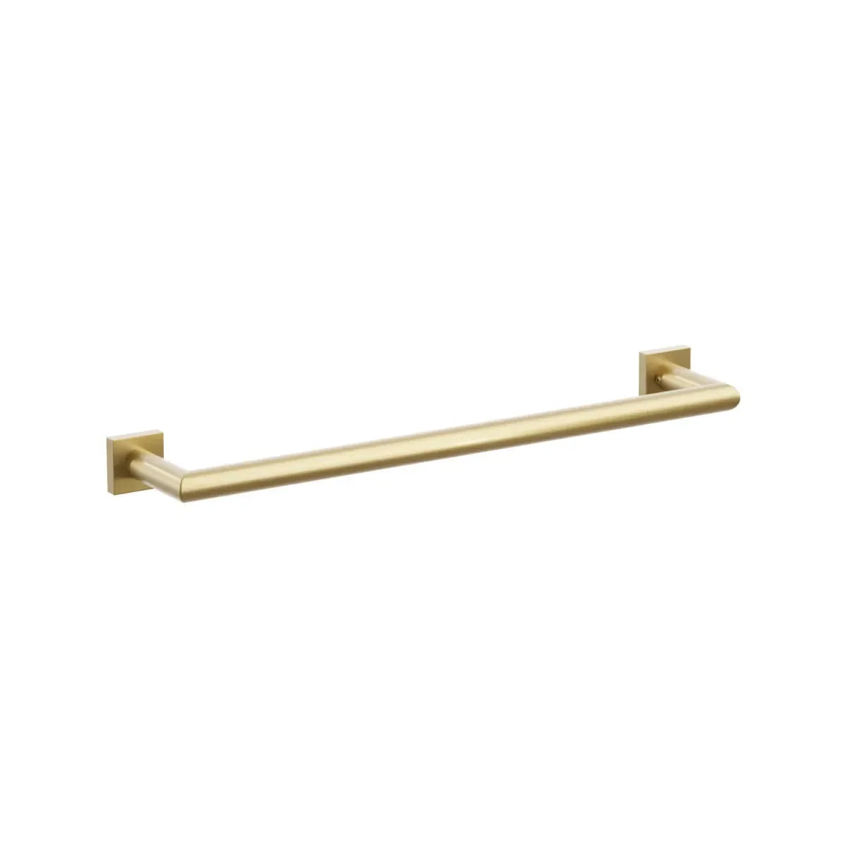 The Emtek Modern Tubular Towel Bar with Modern Small Square Rosette in French Antique finish.