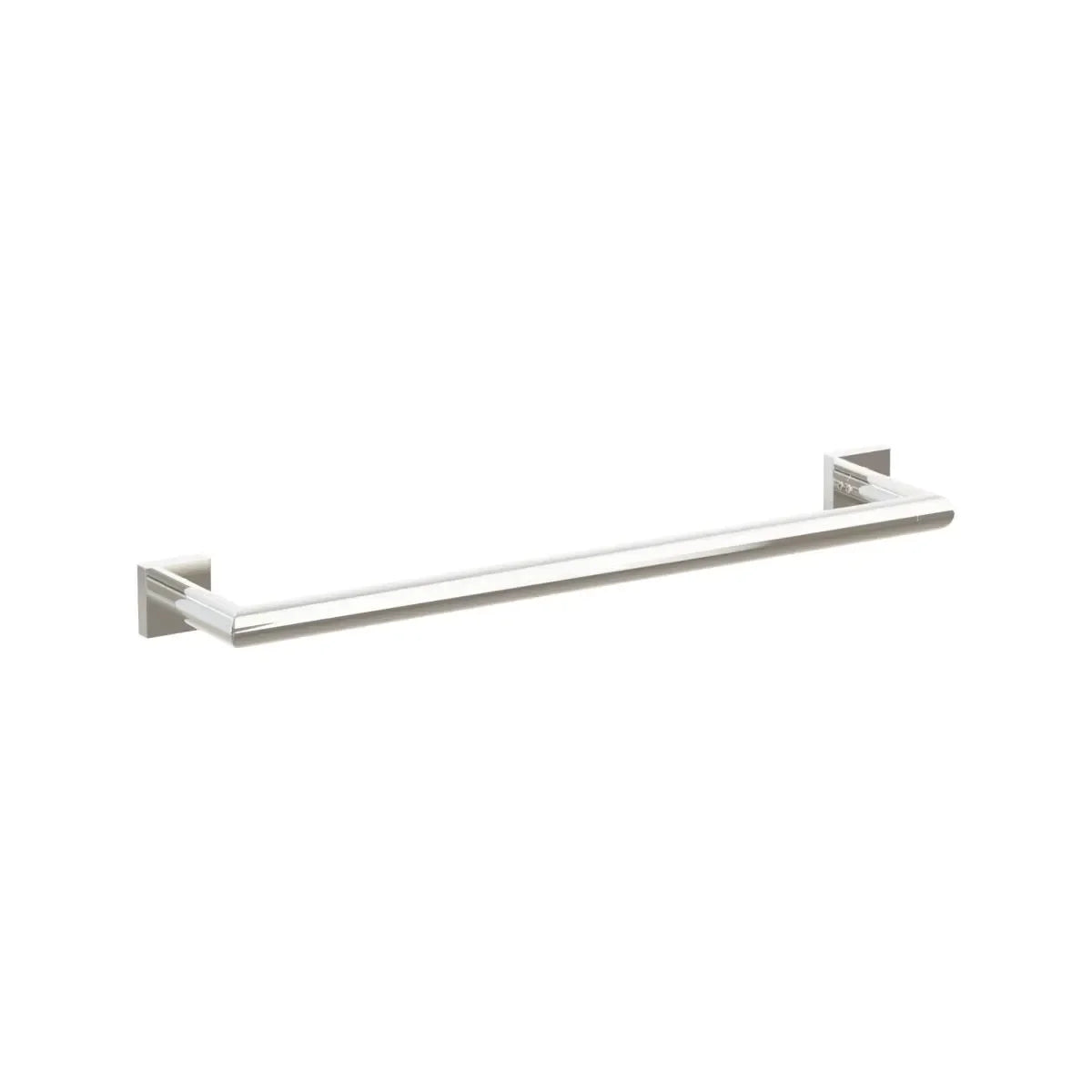 The Emtek Modern Tubular Towel Bar with Modern Small Square Rosette in Lifetime Polished Nickel finish.