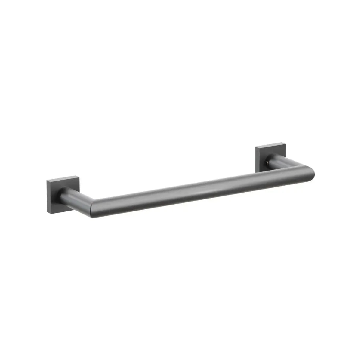 The Emtek Modern Tubular Towel Bar with Modern Small Square Rosette in Oil Rubbed Bronze finish.