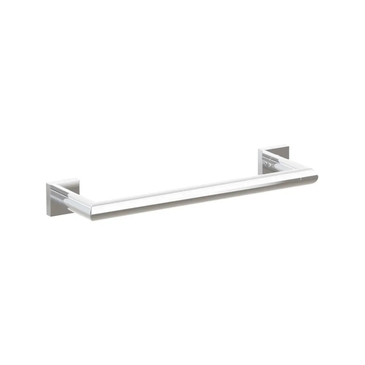 The Emtek Modern Tubular Towel Bar with Modern Small Square Rosette in Polished Chrome finish.