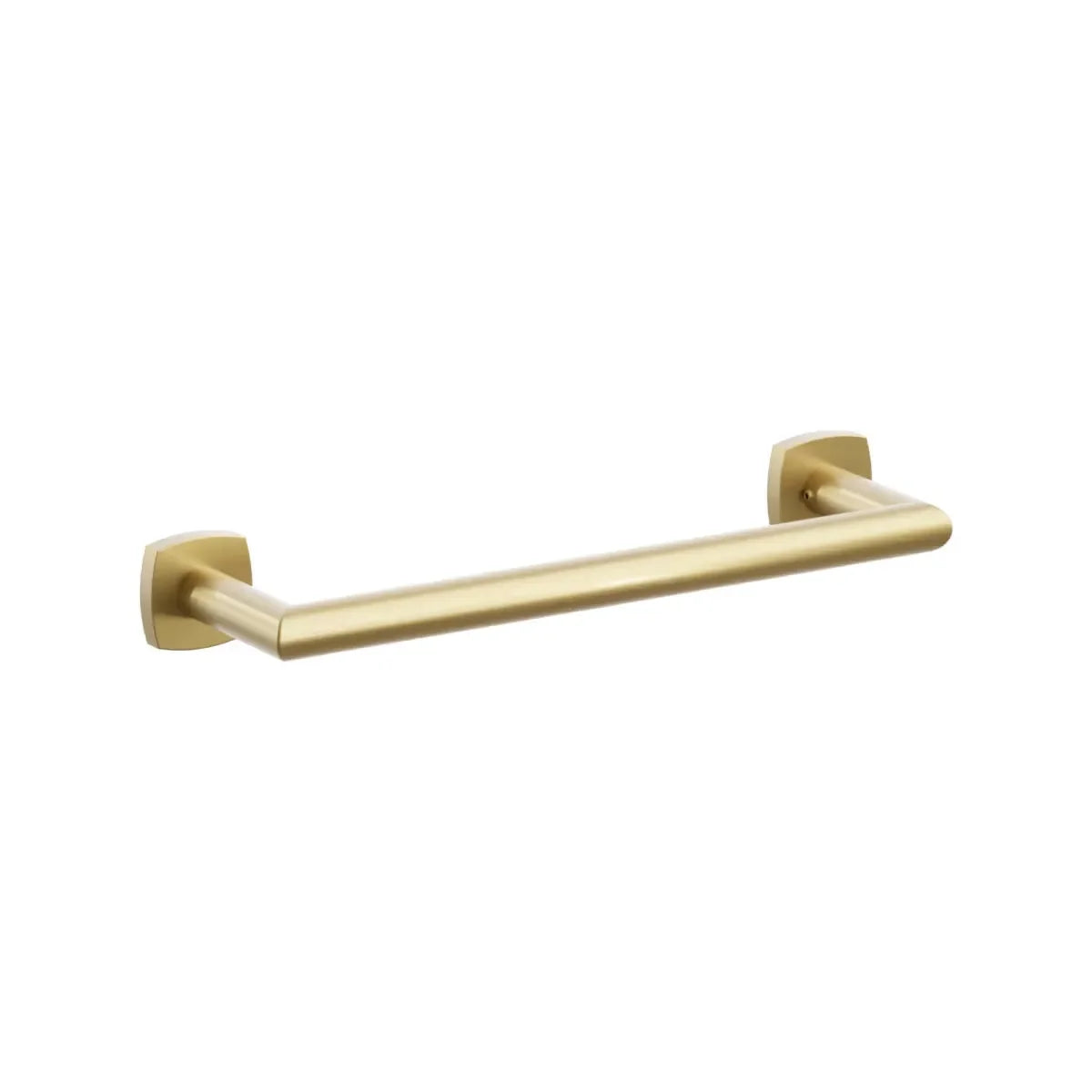 The Emtek Modern Tubular Towel Bar with Soft Square Rosette in French Antique finish.