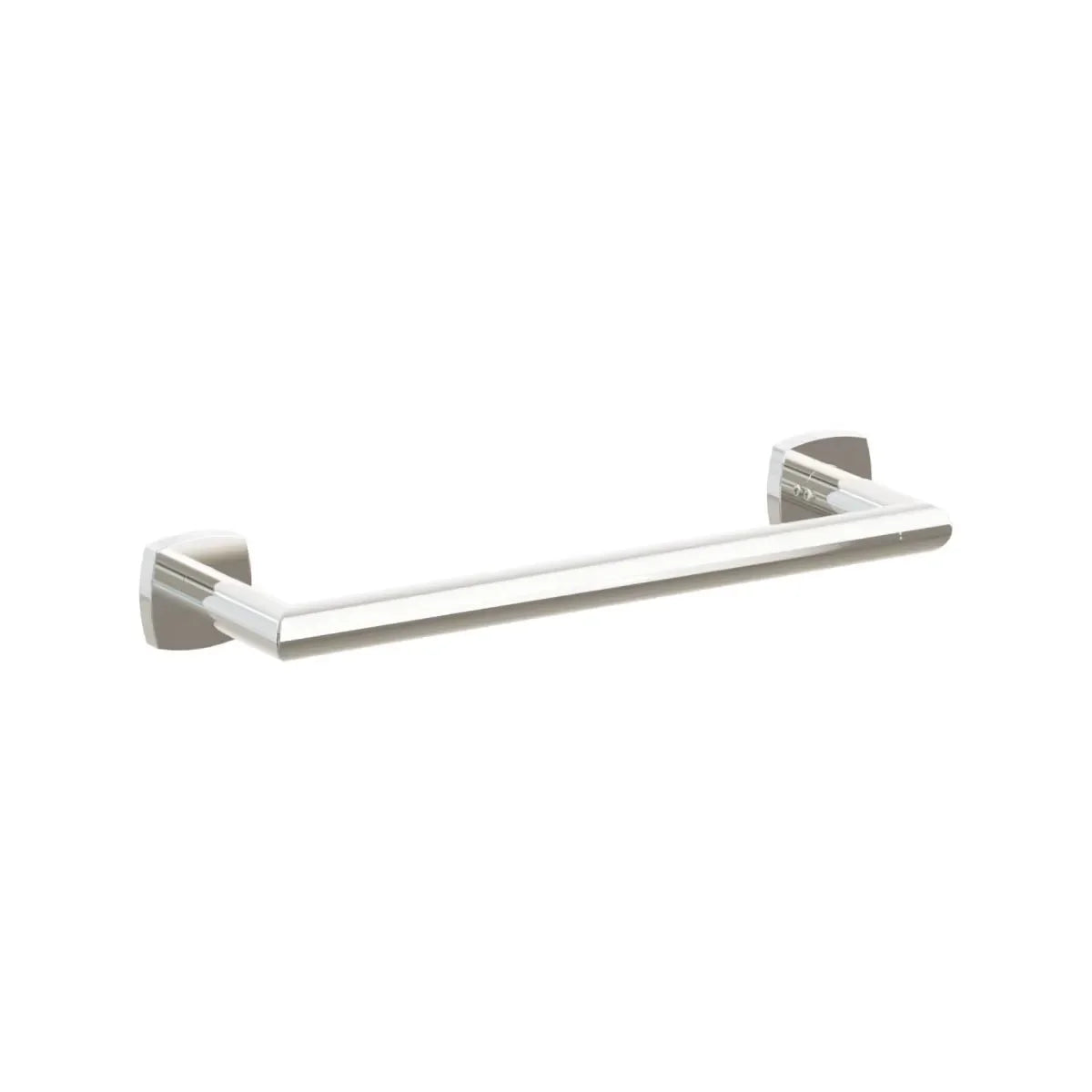 The Emtek Modern Tubular Towel Bar with Soft Square Rosette in Lifetime Polished Nickel finish.