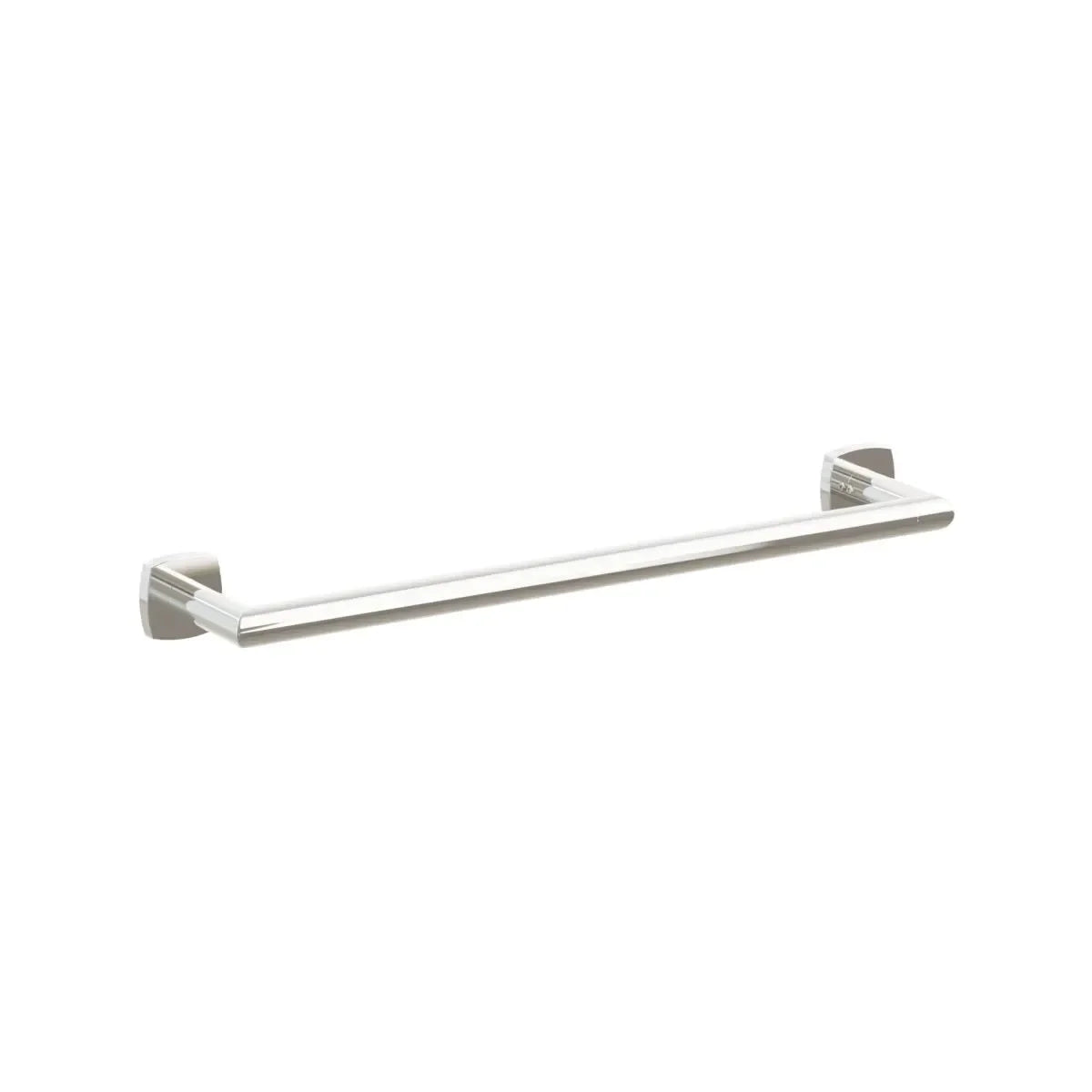 The Emtek Modern Tubular Towel Bar with Soft Square Rosette in Lifetime Polished Nickel finish.