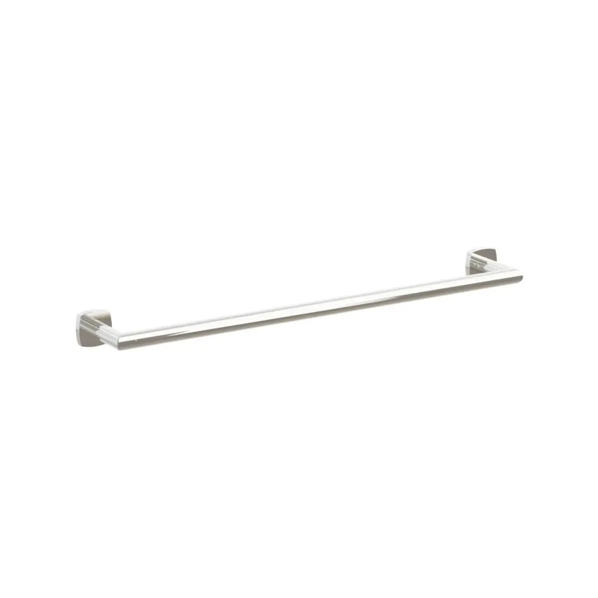 The Emtek Modern Tubular Towel Bar with Soft Square Rosette in Lifetime Polished Nickel finish.