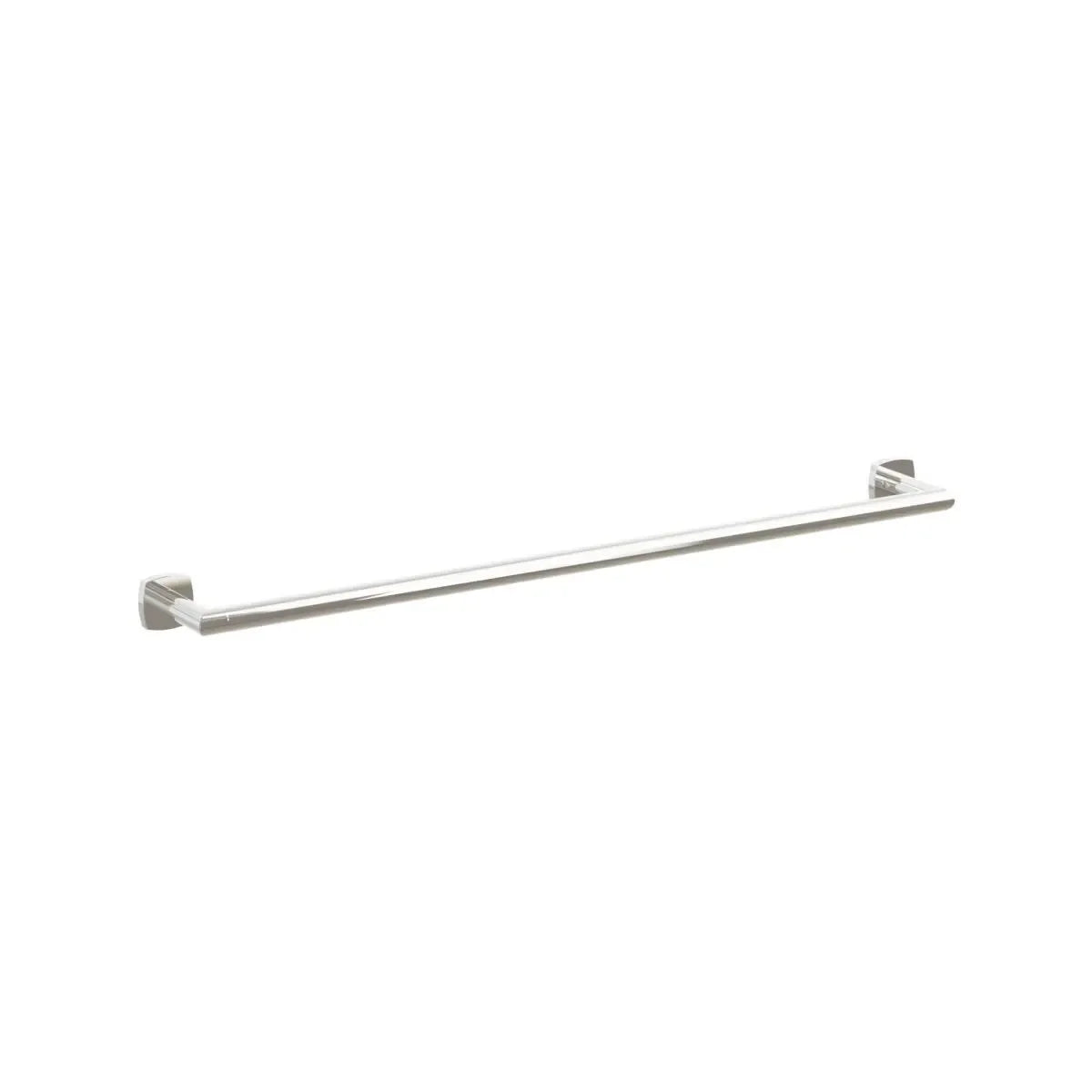 The Emtek Modern Tubular Towel Bar with Soft Square Rosette in Lifetime Polished Nickel finish.
