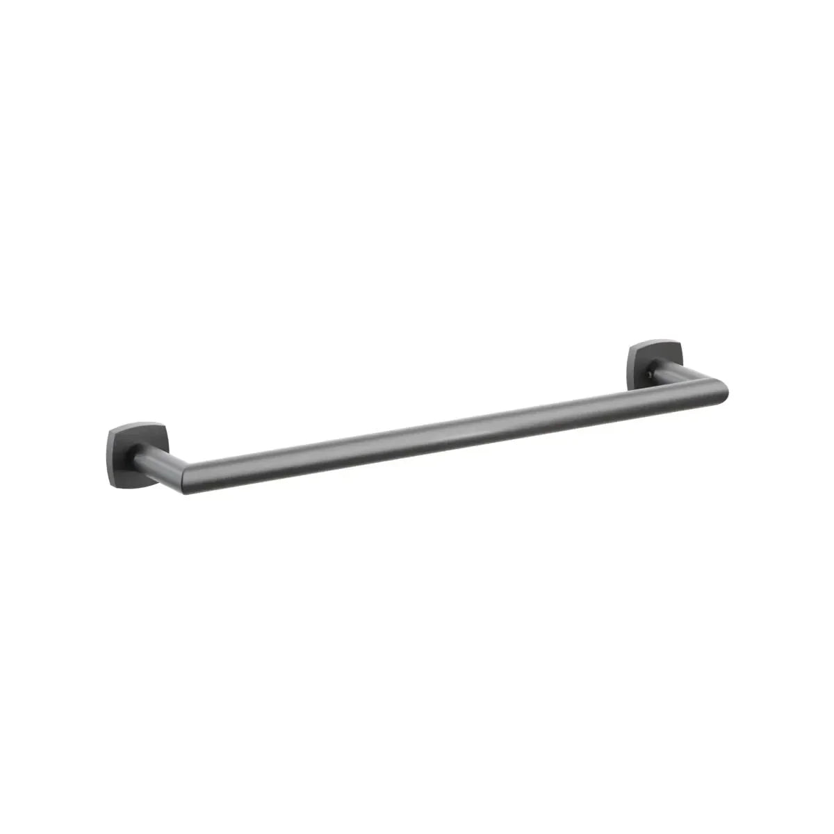 The Emtek Modern Tubular Towel Bar with Soft Square Rosette in Oil Rubbed Bronze finish.