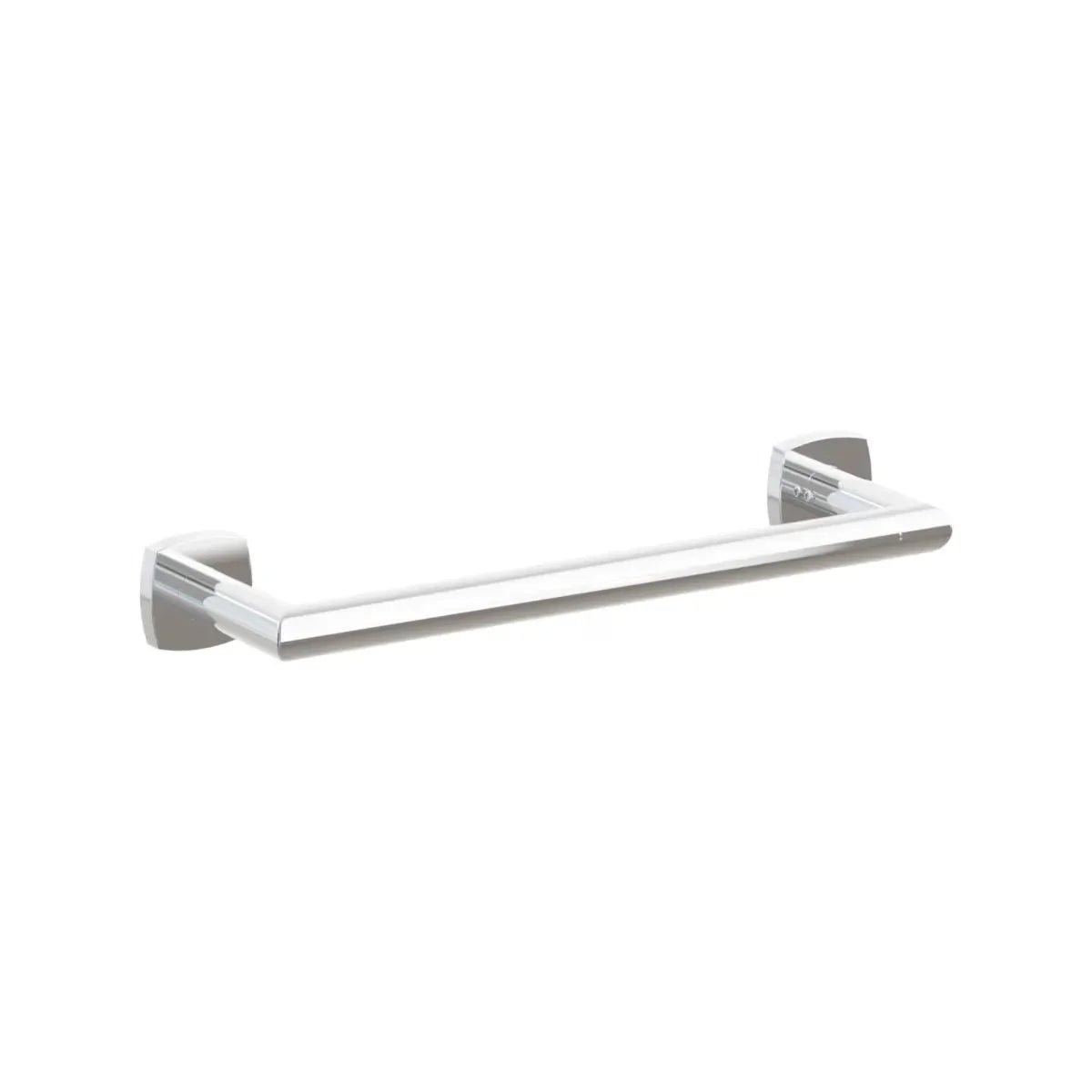 The Emtek Modern Tubular Towel Bar with Soft Square Rosette in Polished Chrome finish.