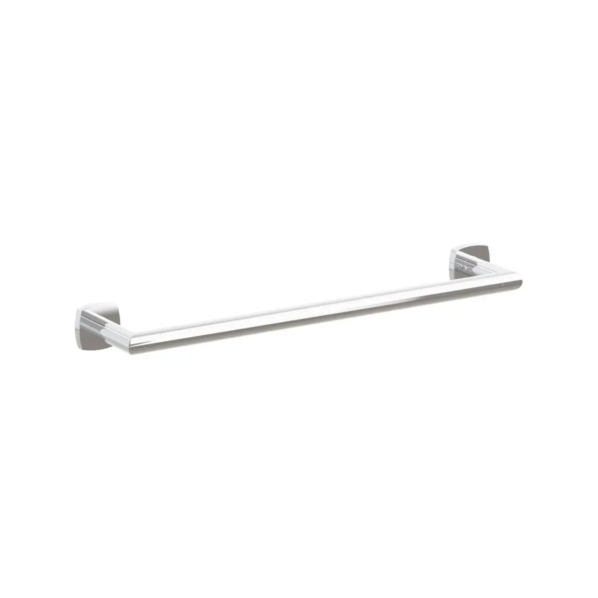The Emtek Modern Tubular Towel Bar with Soft Square Rosette in Polished Chrome finish.