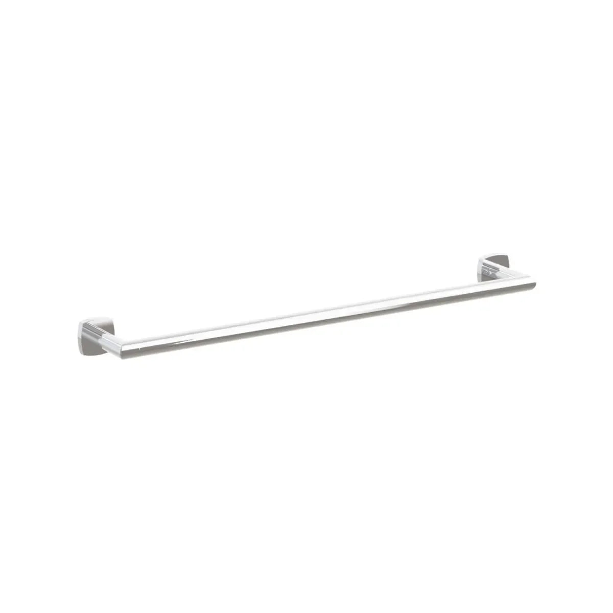 The Emtek Modern Tubular Towel Bar with Soft Square Rosette in Polished Chrome finish.