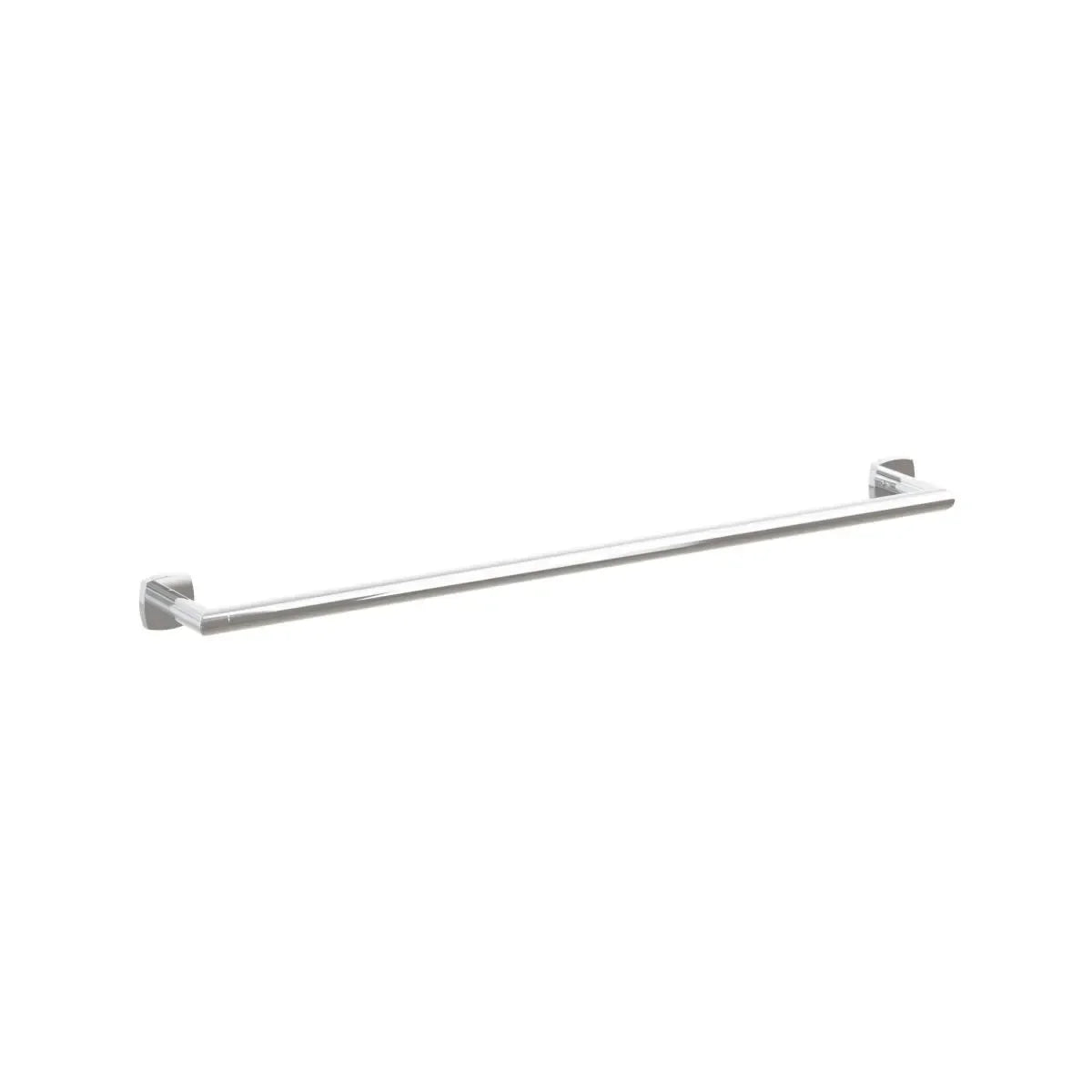 The Emtek Modern Tubular Towel Bar with Soft Square Rosette in Polished Chrome finish.