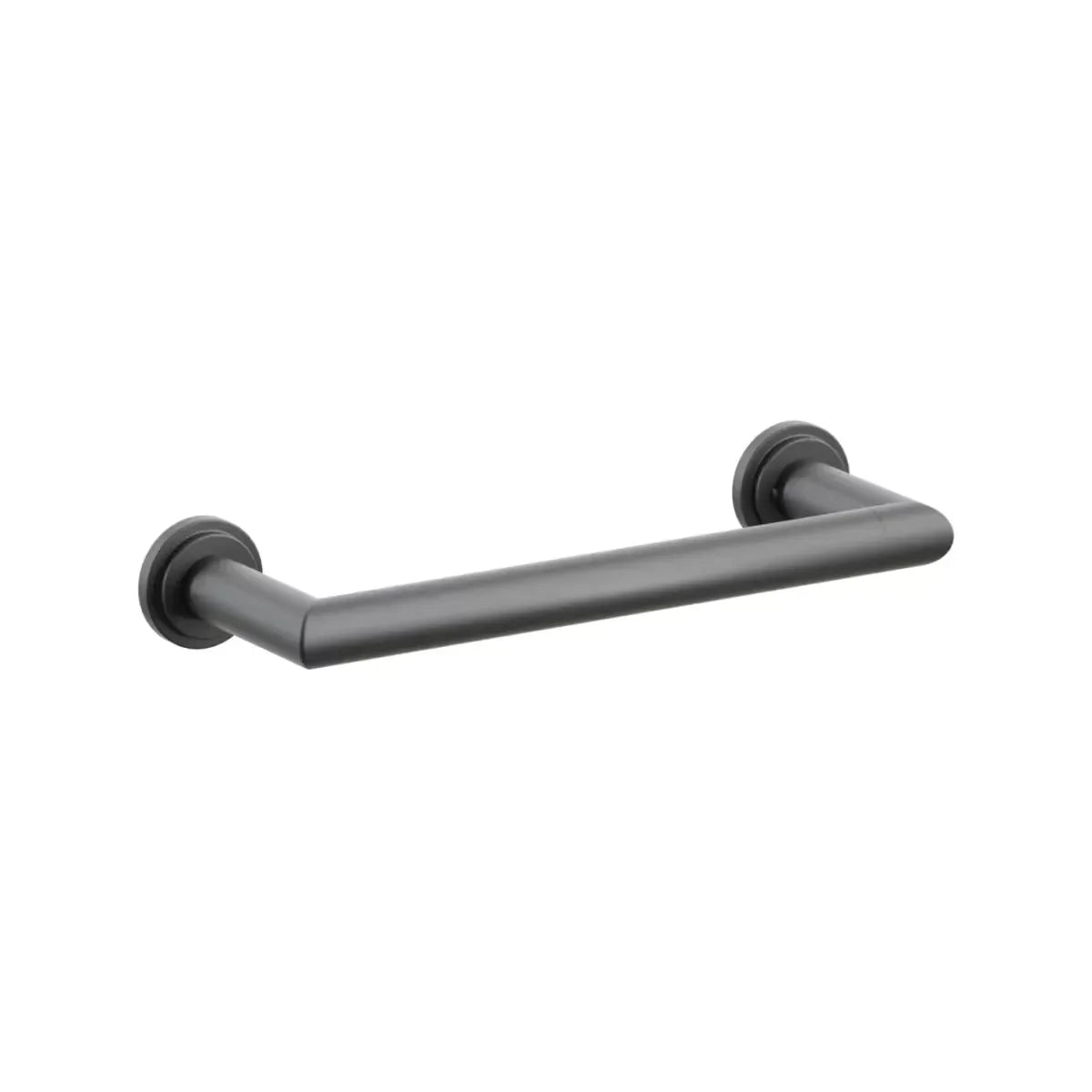 The Emtek Modern Tubular Towel Bar with Step Disk Rosette in Flat Black finish.