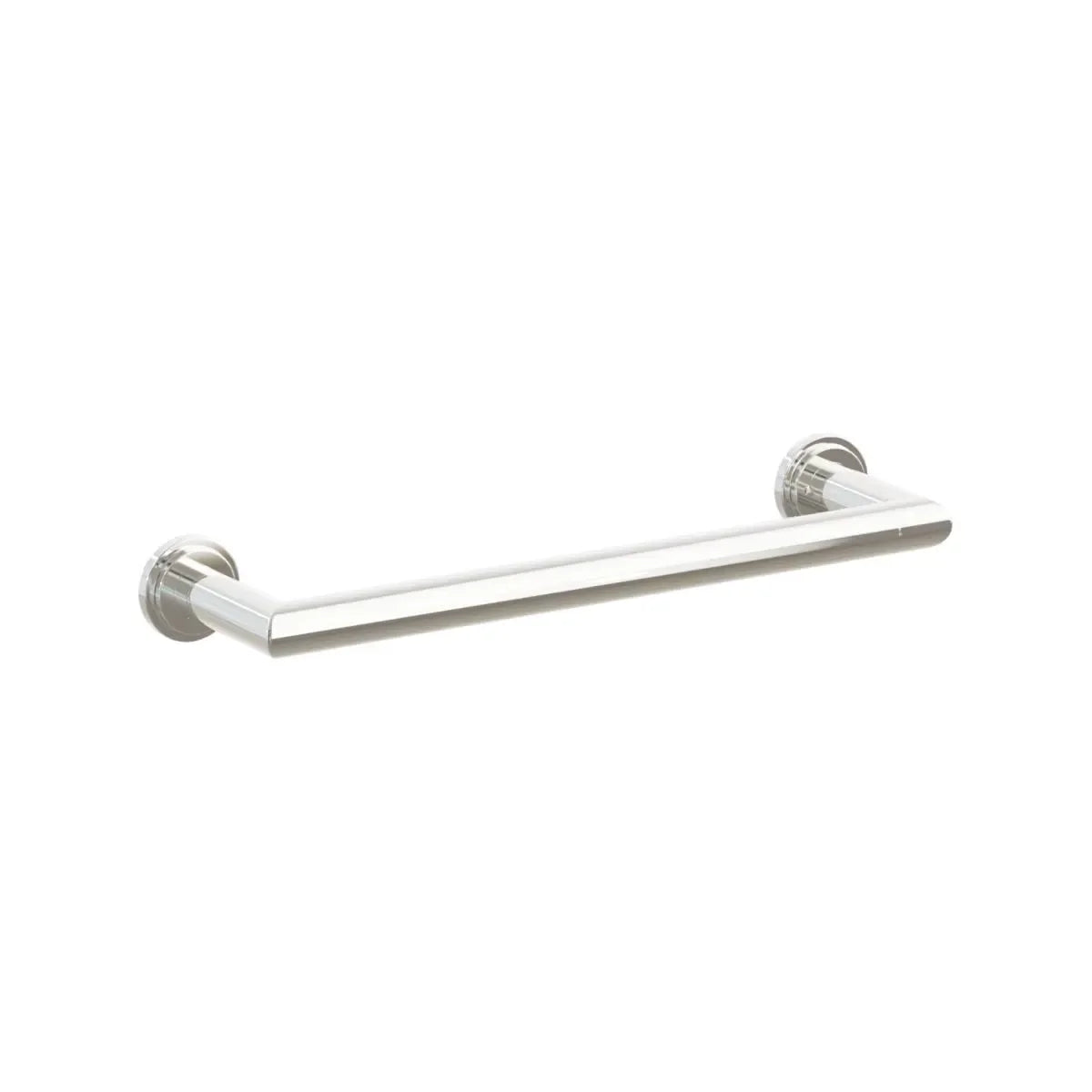 The Emtek Modern Tubular Towel Bar with Step Disk Rosette in Lifetime Polished Nickel finish.