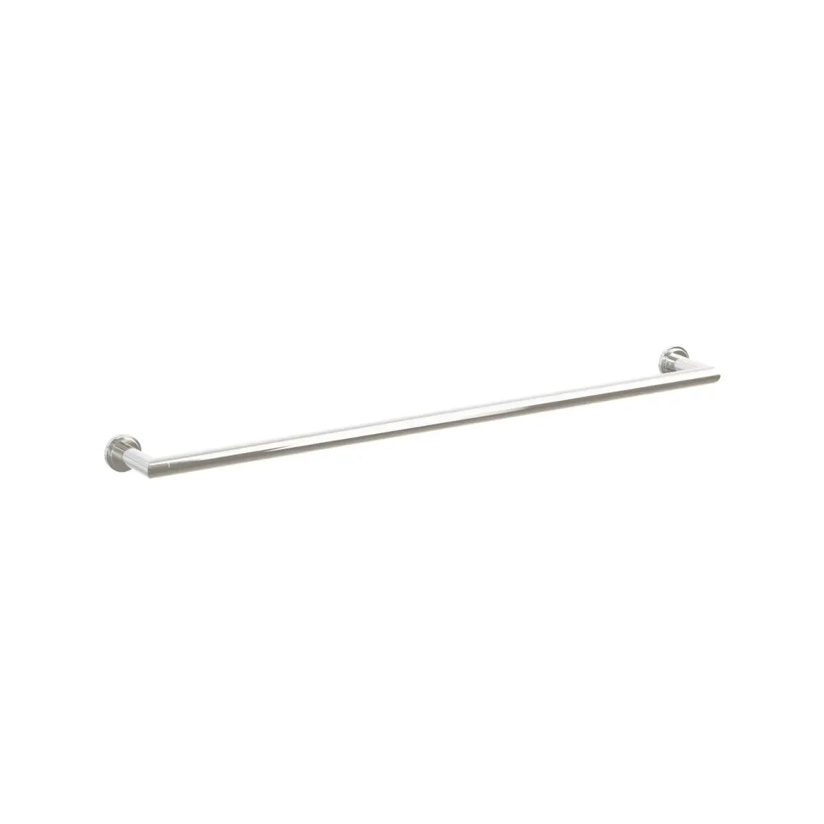 The Emtek Modern Tubular Towel Bar with Step Disk Rosette in Lifetime Polished Nickel finish.