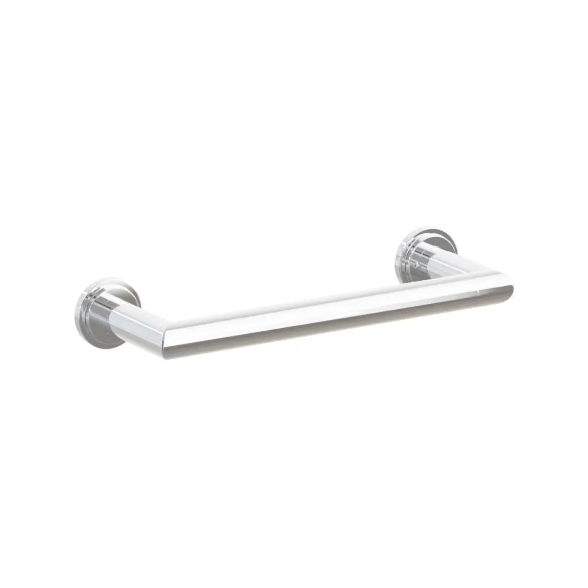 The Emtek Modern Tubular Towel Bar with Step Disk Rosette in Polished Chrome finish.