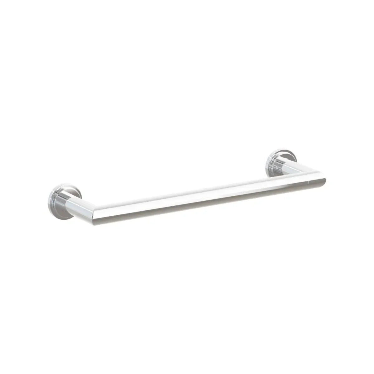 The Emtek Modern Tubular Towel Bar with Step Disk Rosette in Polished Chrome finish.