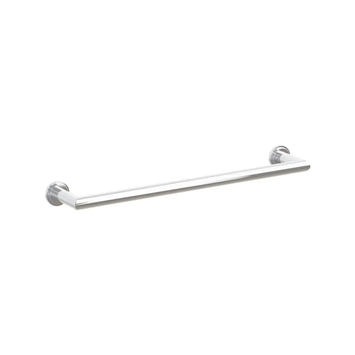 The Emtek Modern Tubular Towel Bar with Step Disk Rosette in Polished Chrome finish.