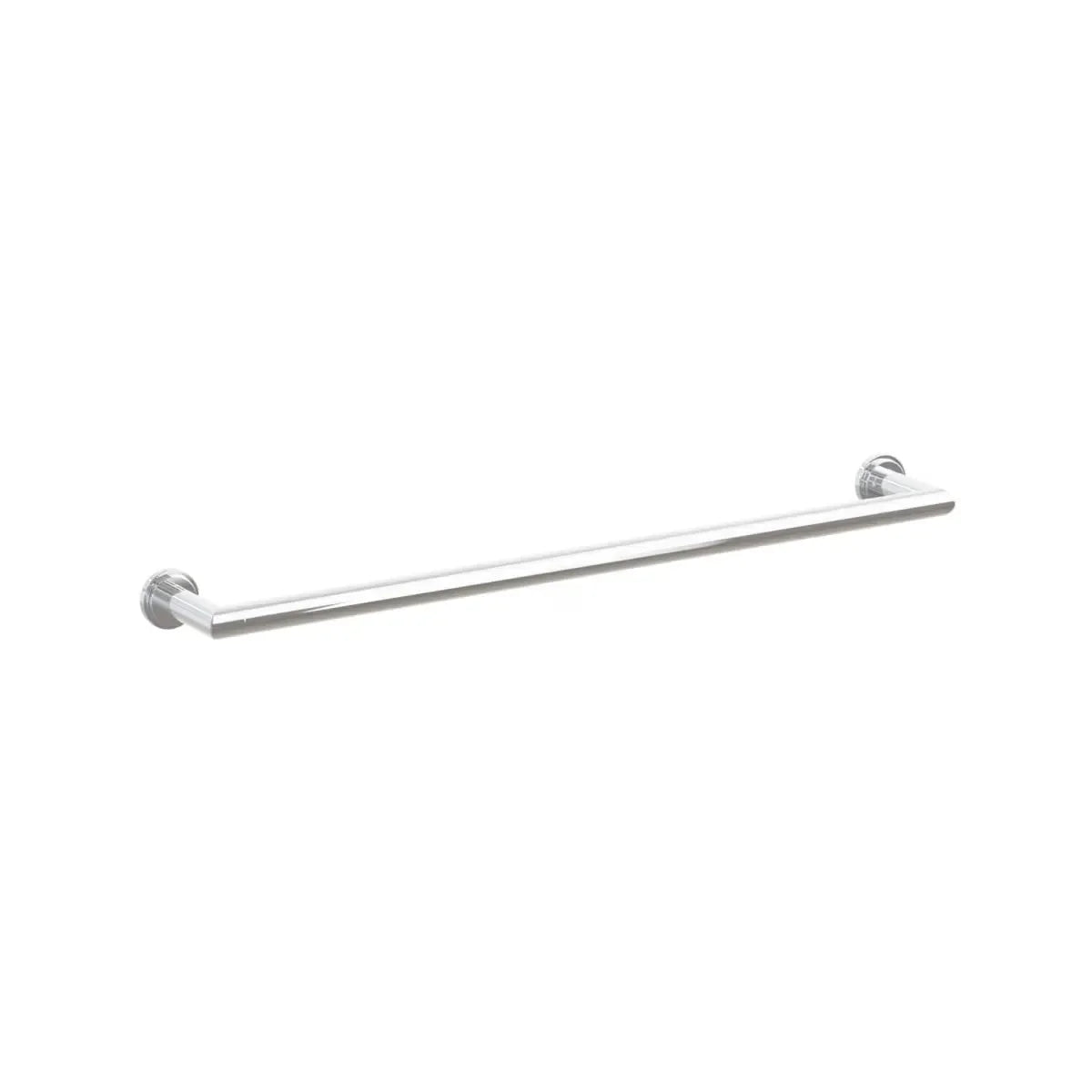 The Emtek Modern Tubular Towel Bar with Step Disk Rosette in Polished Chrome finish.