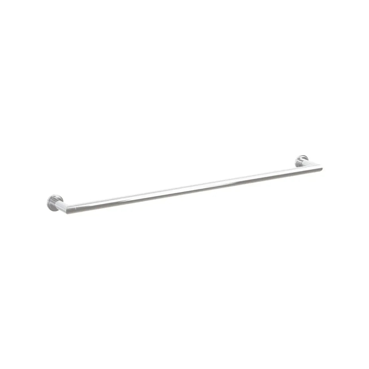 The Emtek Modern Tubular Towel Bar with Step Disk Rosette in Polished Chrome finish.