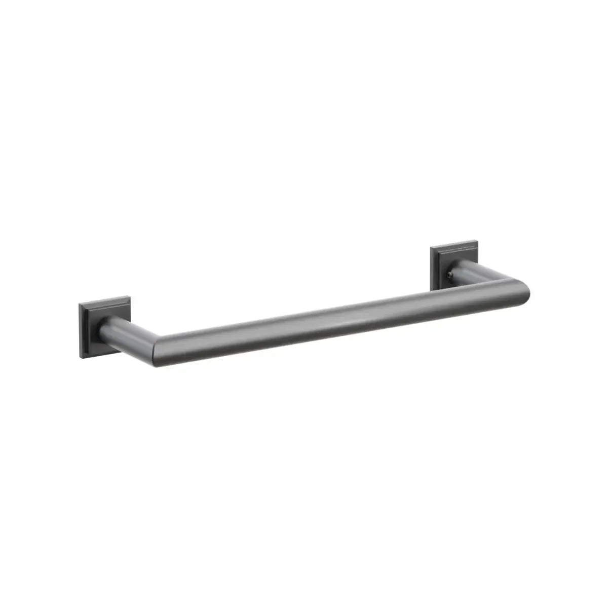 The Emtek Modern Tubular Towel Bar with Step Square Rosette in Oil Rubbed Bronze finish.