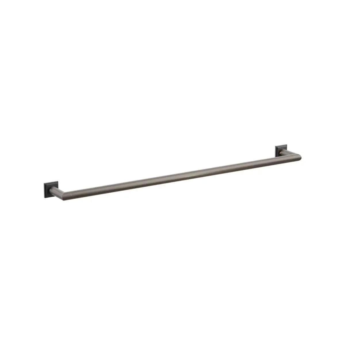 The Emtek Modern Tubular Towel Bar with Step Square Rosette in Oil Rubbed Bronze finish.