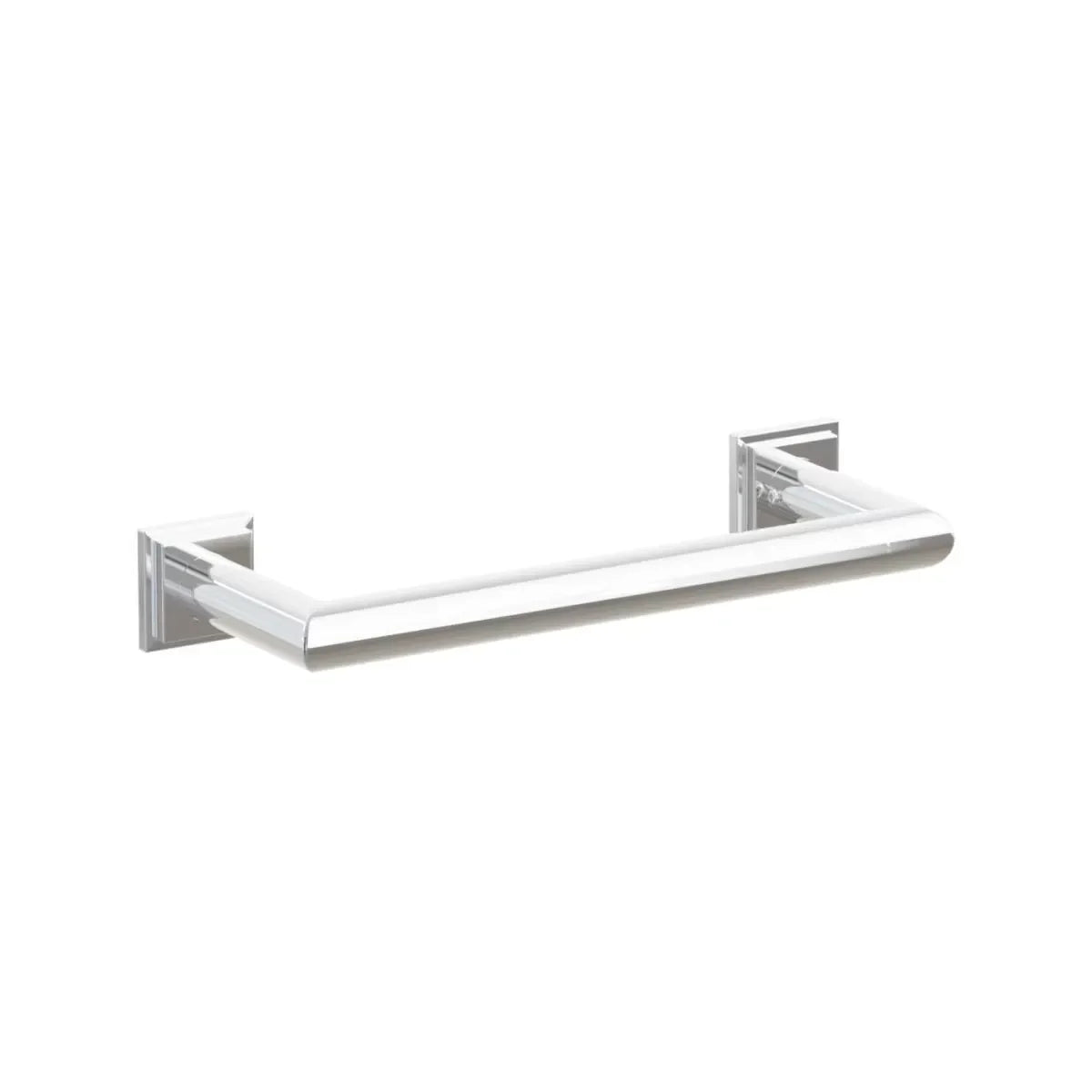 The Emtek Modern Tubular Towel Bar with Step Square Rosette in Polished Chrome finish.