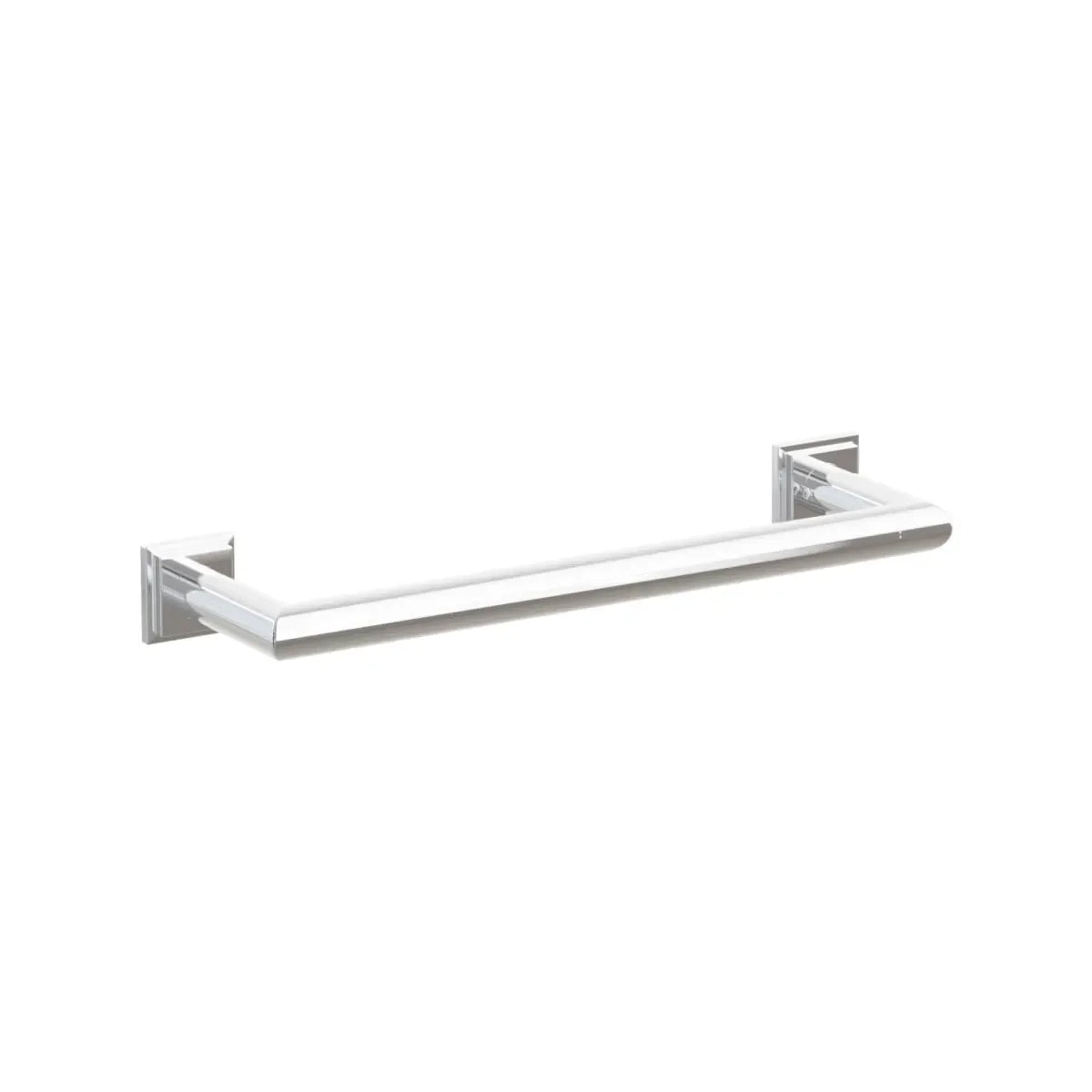 The Emtek Modern Tubular Towel Bar with Step Square Rosette in Polished Chrome finish.