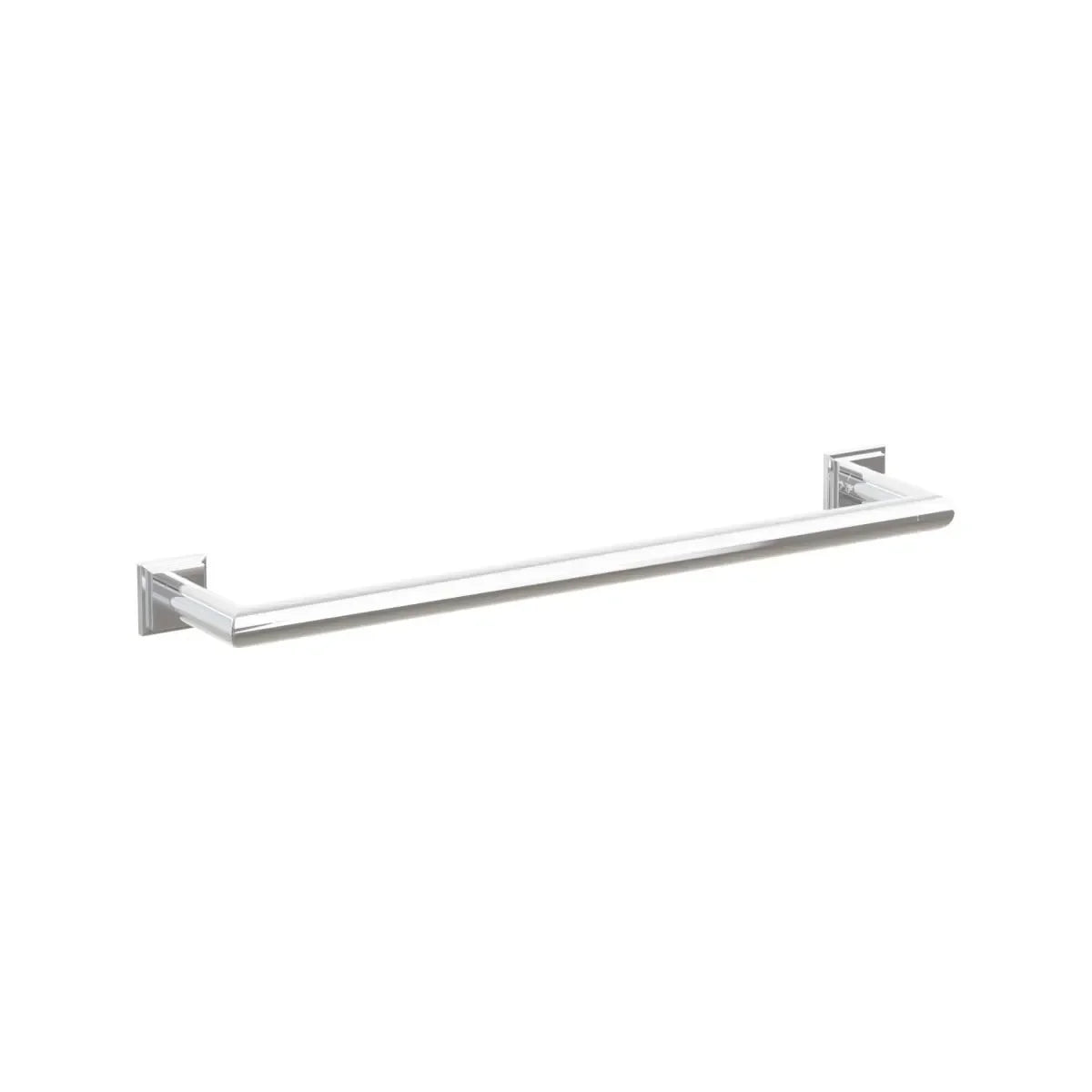 The Emtek Modern Tubular Towel Bar with Step Square Rosette in Polished Chrome finish.