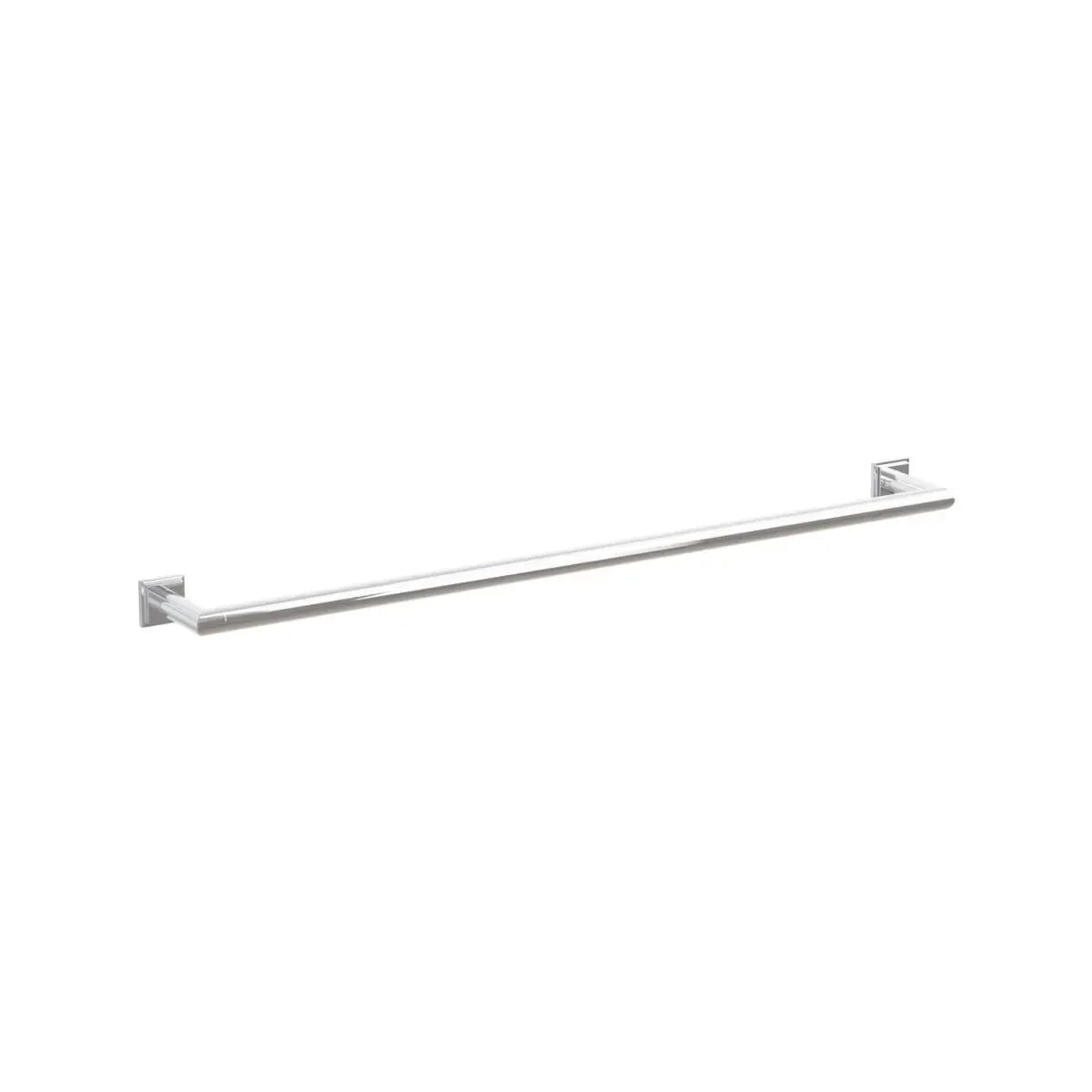 The Emtek Modern Tubular Towel Bar with Step Square Rosette in Polished Chrome finish.