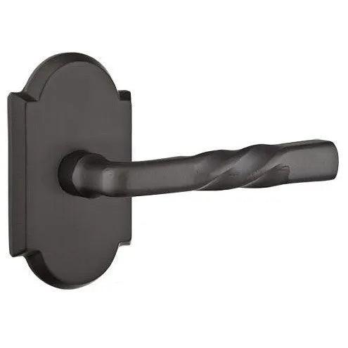 Emtek Montrose Lever With #1 Rosette in Flat Black Bronze Patina finish