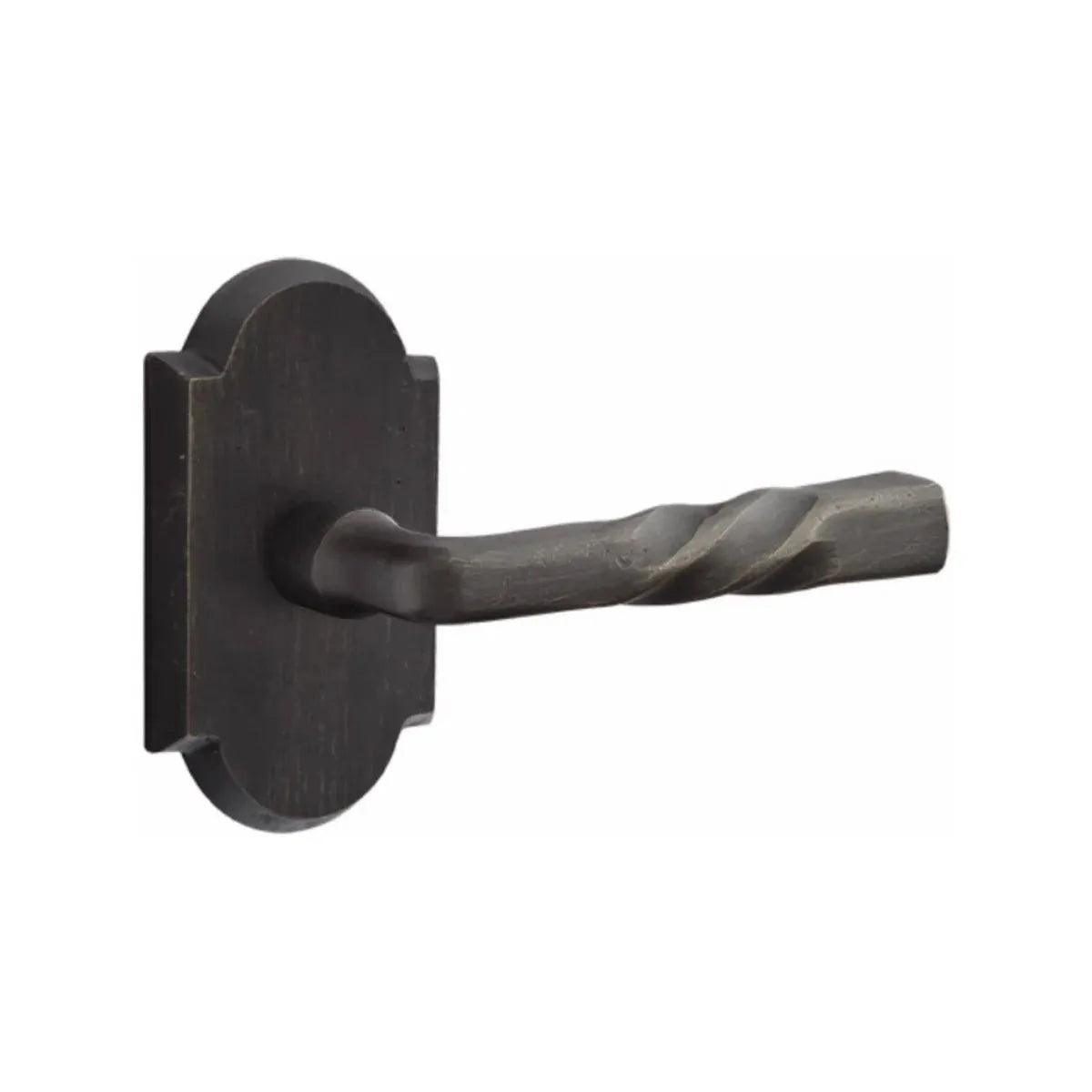 Emtek Montrose Lever With #1 Rosette in Medium Bronze Patina finish