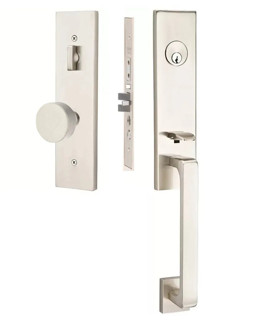 Emtek Mormont Mortise Entrance Handleset with Round Knob in Satin Nickel finish