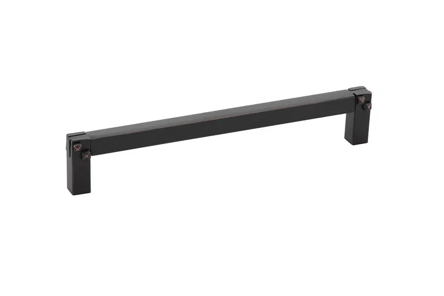 The Emtek Mortise & Tenon Cabinet Pull, 6" Center to Center in Oil Rubbed Bronze finish