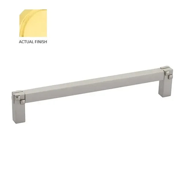 The Emtek Mortise & Tenon Cabinet Pull, 6" Center to Center in Unlacquered Brass finish