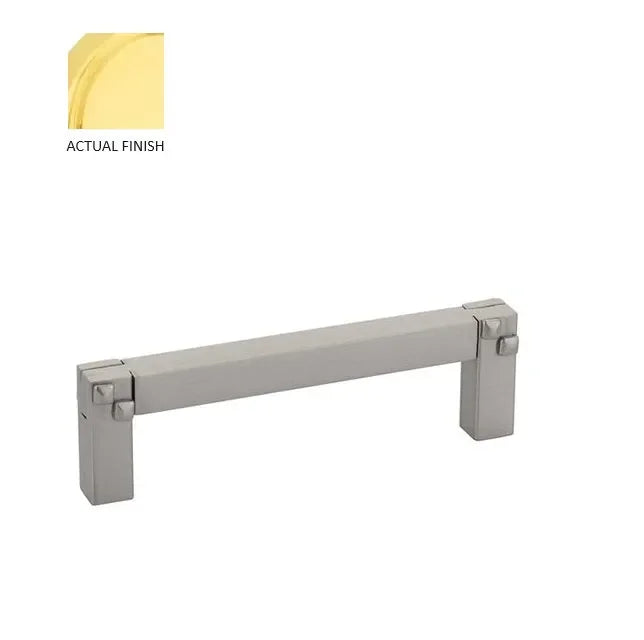 Emtek Mortise & Tenon Cabinet Pull, 3 1/2" Center to Center in Unlacquered Brass finish