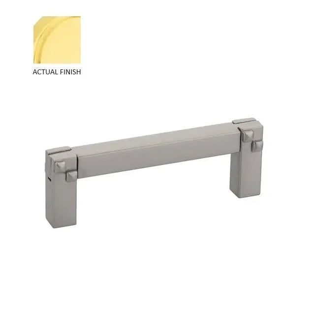 The Emtek Mortise & Tenon Cabinet Pull, 3" Center to Center in Unlacquered Brass finish