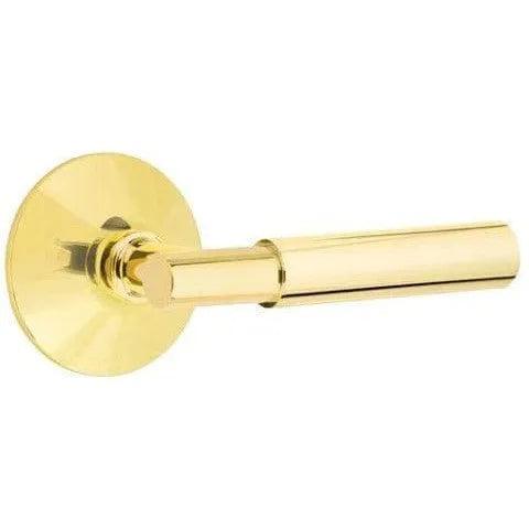 Emtek Myles Lever With Modern Rosette in Unlacquered Brass finish