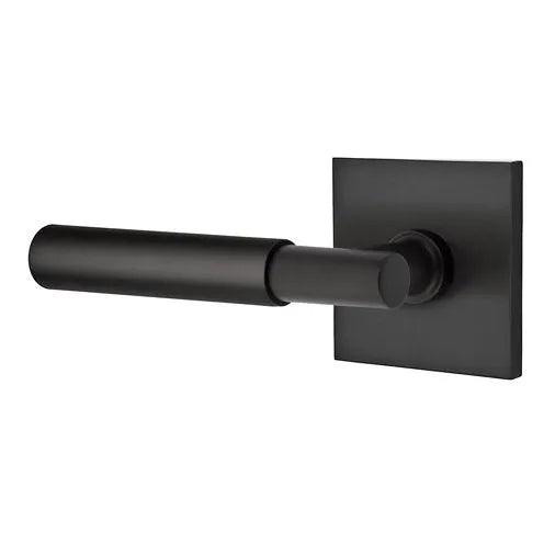Emtek Myles Lever With Square Rosette in Flat Black finish