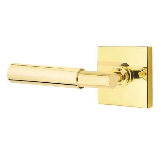 Emtek Myles Lever With Square Rosette in Unlacquered Brass finish