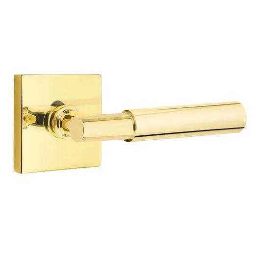 Emtek Myles Lever With Square Rosette in Unlacquered Brass finish