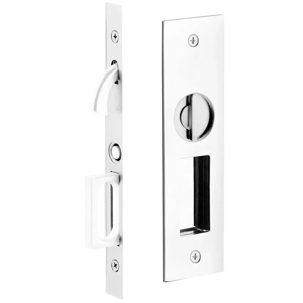 Emtek Narrow Modern Rectangular Pocket Door Mortise Lock in Polished Chrome finish