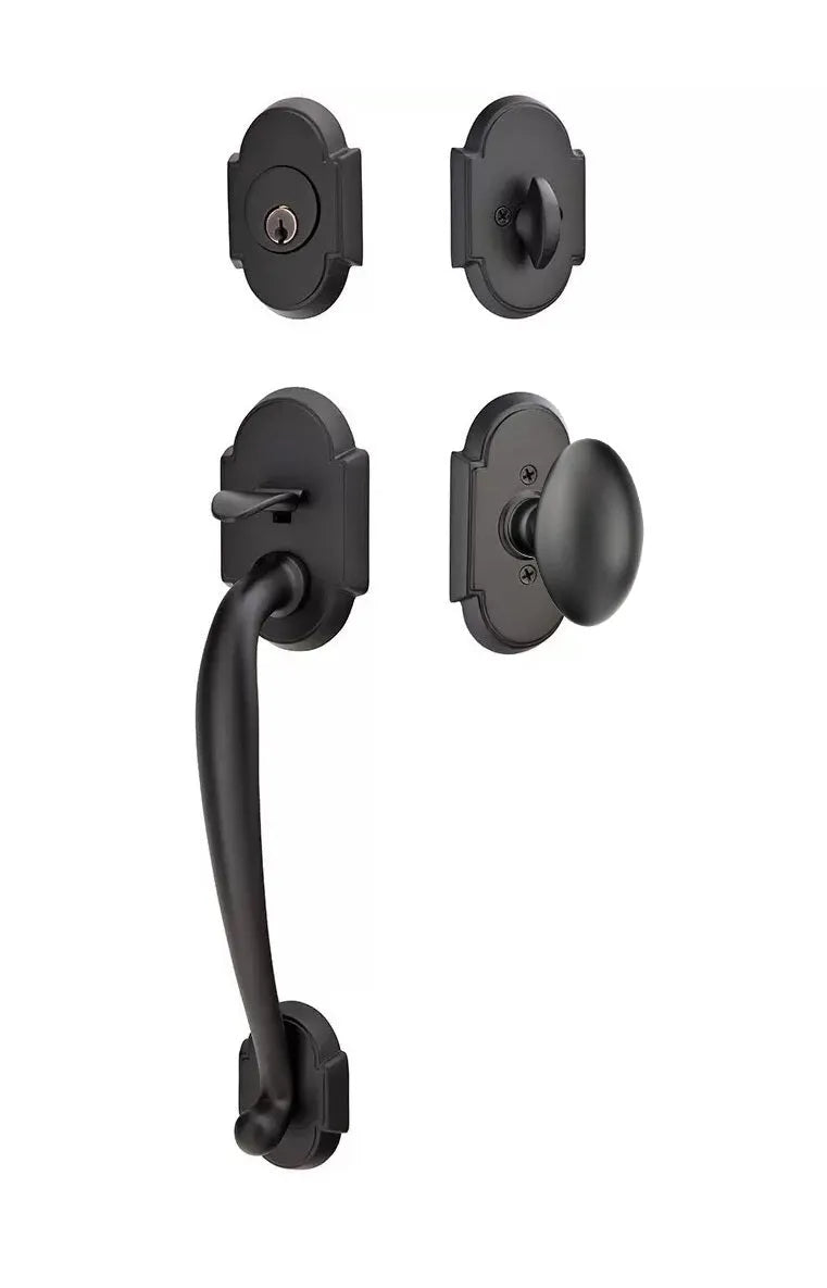 Emtek Nashville Tubular Handleset with Egg Knob in Flat Black finish