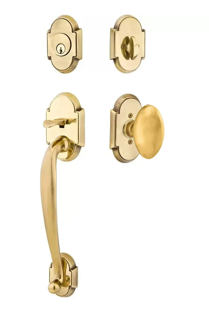 Emtek Nashville Tubular Handleset with Egg Knob in French Antique finish